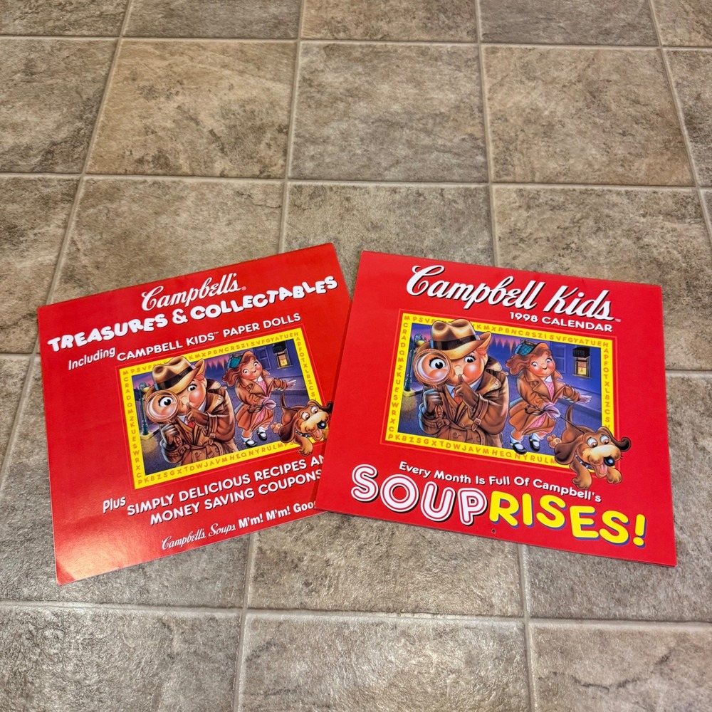 Vintage 1998 Campbell Kids Souprises Calendar Paper Dolls Recipes Brochure Set